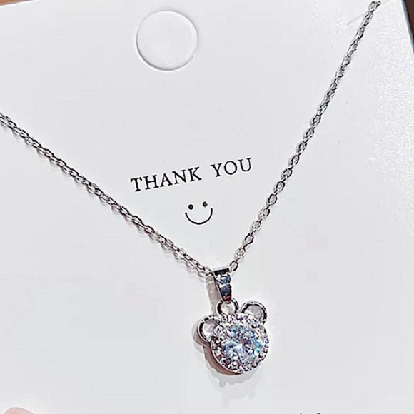 Sterling Silver Mickey Mouse Crystal Charm Necklace - Picture 5 of 7